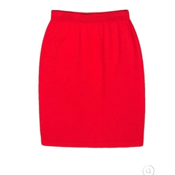 St. John | Basics  Red Santana Knit Pencil Skirt | 8 - Picture 2 of 7